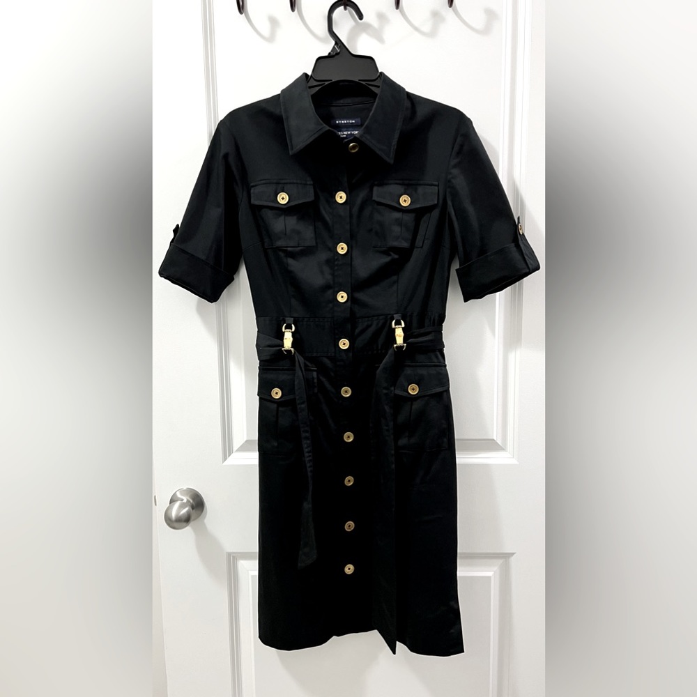 Jones New York Signature Stretch Button Down Dress with Tie Belt - Size 6